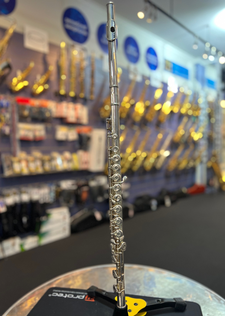 Secondhand Selmer USA 'coin silver' Flute - open hole, in-line G, B foot