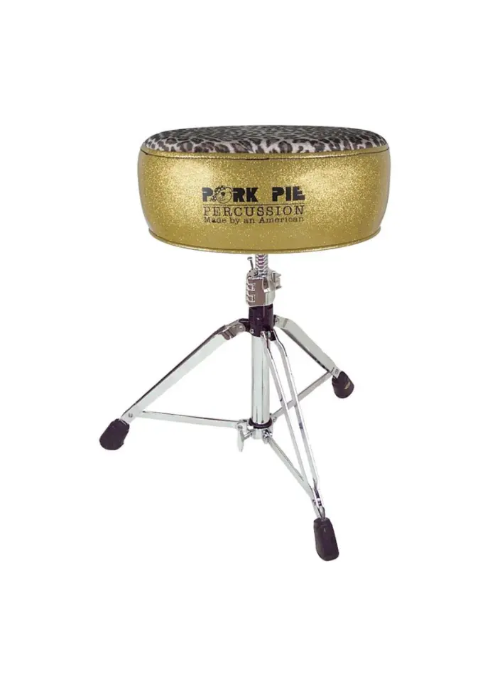 Pork Pie Round Drum Throne Gold Sparkle Leopard