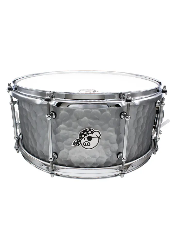 Pork Pie 14"x6.5" "El Diablo" Hammered Steel with Satin Finish Snare Drum w/Tube Lugs