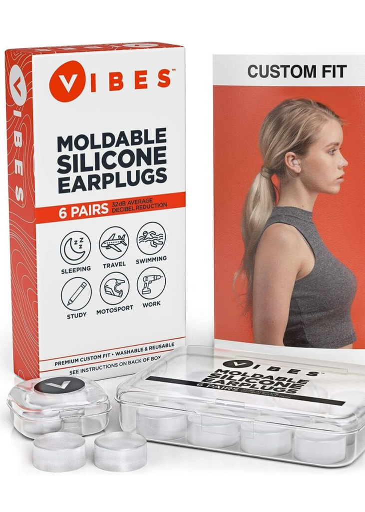 Vibes Moldable Silicone Earplugs in Reusable Carrying Case (6-Pairs)
