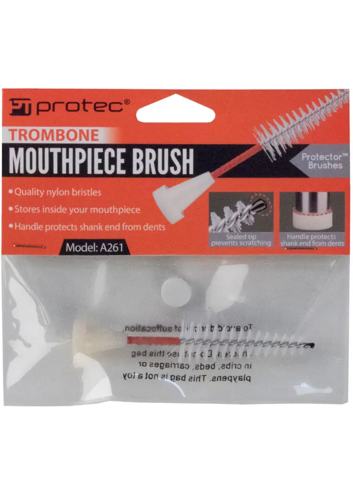Protec Trombone Mouthpiece Brush with Shank Protector - A261