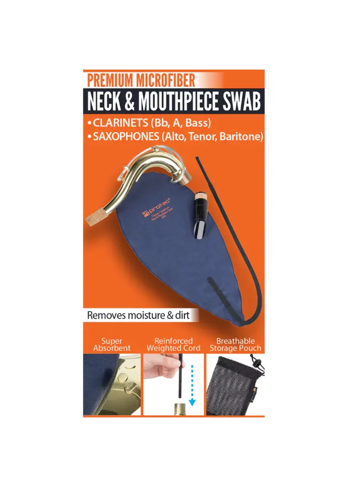 Protec Clarinet/Saxophone Neck & Mouthpiece Swab - Microfiber - A119