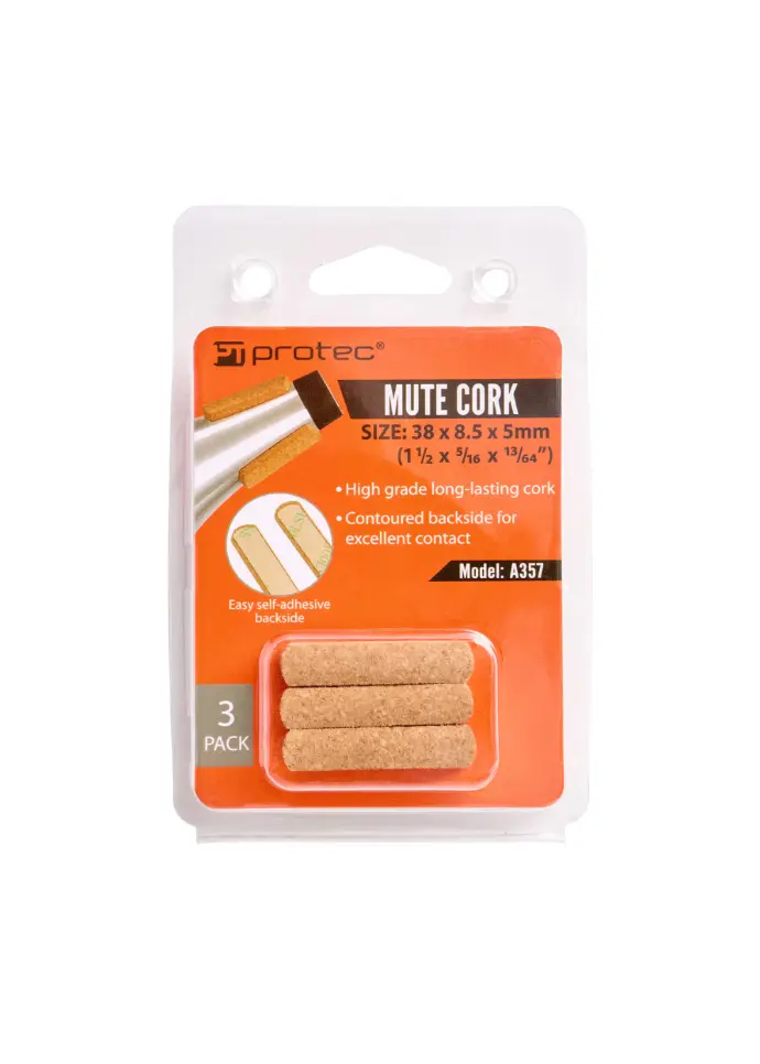 Protec Mute Replacement Cork - Pack of 3 - 38x8x5mm - A357