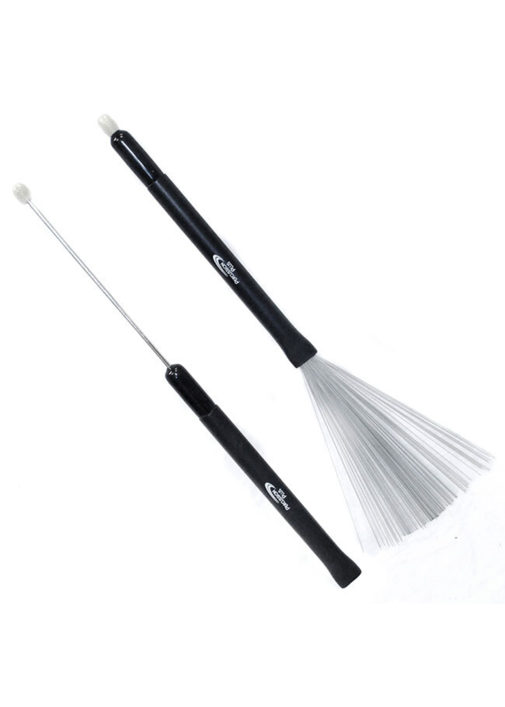 Percussion Plus Retractable Wire Drum Brushes with Nylon Tip Stick Ends (Pair)