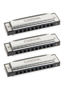 Cascha 3 Piece Blues Harmonica Set (C,G,A) with Case